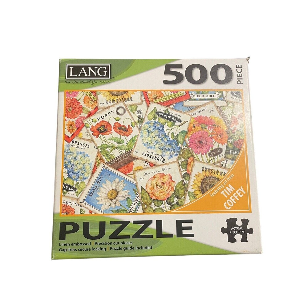 Lang Jigsaw Puzzle Seed‎ Packets by Tim Coffey Gardening Art  500 pieces